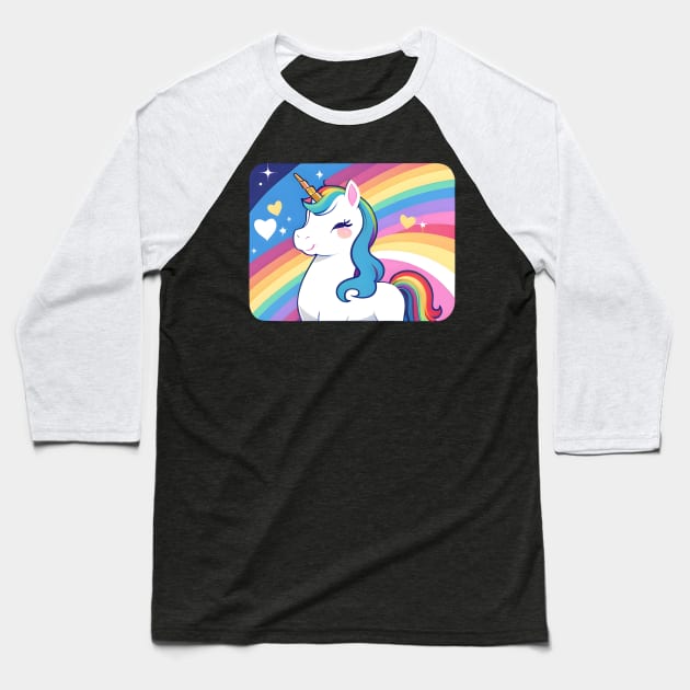 Unicorn Rainbow 04 Baseball T-Shirt by CGI Studios